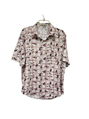 Easy Life Mens Short Sleeve Button Up Shirt Size XL Color Burgundy/White